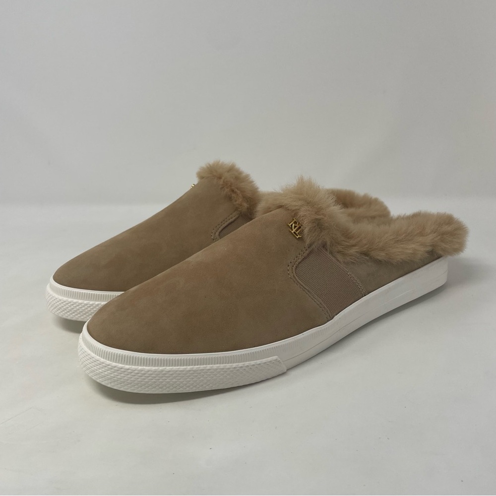 Nib Ralph Lauren Jinny Faux Fur Trim Mule Slippers - Picture 10 of 11